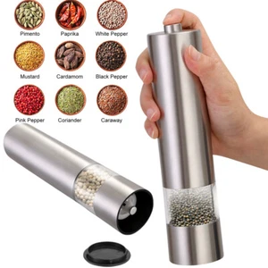 Electric Salt & Pepper Grinder Mill One-Hand Operation Coarseness Adjustable - Picture 1 of 12