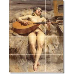 Anders Zorn Nude Painting Ceramic Tile Mural PT10081. 36 x 48 (12) 12x12 tiles - Picture 1 of 1