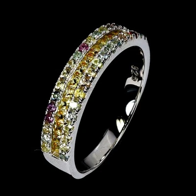 Anillo de plata de ley 925 princesa zafiro amarillo piedras preciosas naturales tamaño de joyería  Foto 1 de 4