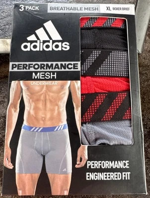 Adidas Performance Mesh Boxer Briefs Red/Gray/Black - Men’s XL  3pack - Image 1 of 4