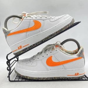 Nike Air Force 1 Low White Orange Trainers Size UK 4 Womens Leather Gym Crater - Picture 1 of 8