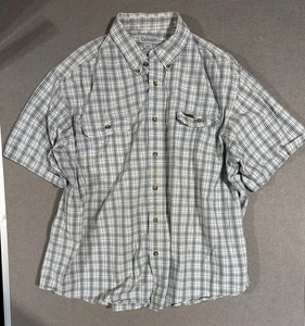 Carhartt Herren Button Up Hemd 2XL kariert blau weiß Baumwolle Kurzarm Workwear - Bild 1 von 5