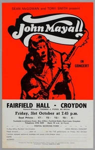 JOHN MAYALL – rare vintage original Fairfield Hall Croydon 1969 concert handbill - Picture 1 of 2