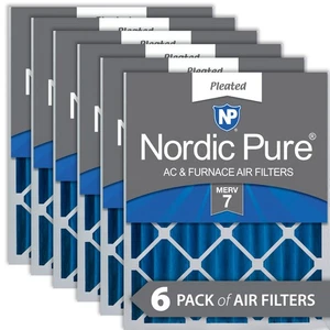 Nordic Pure 20x20x4 (3 5/8) Pleated MERV 7 Air Filters 6 Pack - Picture 1 of 7