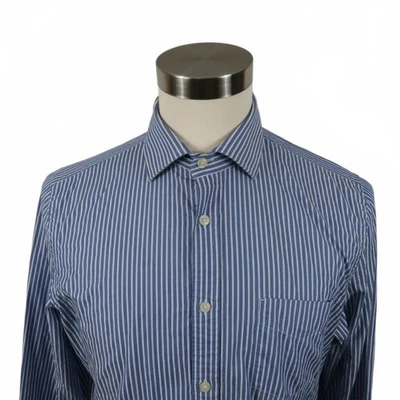  Camisa de vestir Express para hombre calce clásico abotonada azul a rayas M 15-15,5 Foto 1 de 4