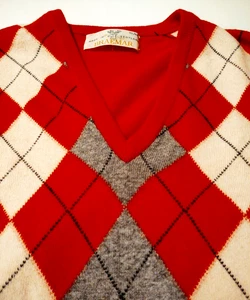 Maglione BRAEMAR uomo scollo a V taglia 44 100% LANA D'AGNELLO Argyle MADE IN SCOTLAND - Foto 1 di 6