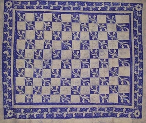 Tapisserie patchwork batik coton étalé 108" x 88" bleu pleine reine - Photo 1/2
