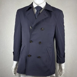Chaquetón Brunello Cucinelli Hombre Doble Pecho Azul Marino 52 IT 42 EE. UU. Impermeable Nuevo sin Etiquetas - Imagen 1 de 18