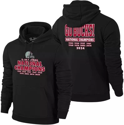 Ohio State 2024-25 CFP Campeones Nacionales Sudadera con Capucha Negra Para Hombre Talla L Foto 1 de 4