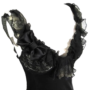 Vestido sin Mangas de Encaje Claire LeFaye Talla Pequeña Negro Camisola Hecho a Mano Lencería De Colección S - Imagen 1 de 5