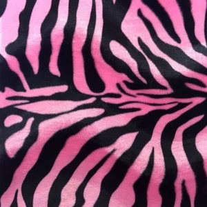 VELBOA FAUX FUR PINK ZEBRA ANIMAL PRINT FABRIC SEWING POLY BY THE YARD - Picture 1 of 1