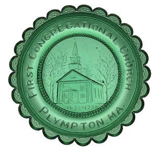 Placa de vaso de vidrio Plympton Massachusetts Primera Iglesia Congregacional de colección - Imagen 1 de 9