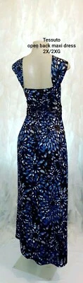 Tessuto Maxi Dress Long Blue & Brown Floral Women's 2X - Image 1 of 4
