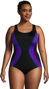 NWT Lands' End Women's Scoop Neck X-Back One-Piece Swimsuit 8 D Cup $85 2D175 - Picture 1 of 2