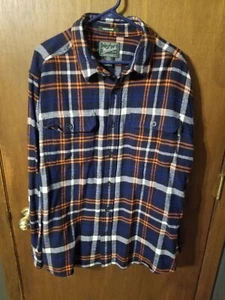 Woolrich Oxbow Bend manga larga abotonada franela a cuadros azul XL - Imagen 1 de 7