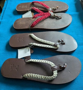 2 x Flip Flop, modern, NEU, Zehentrenner Sandalen Leder Flechtband Gr 39 - Bild 1 von 9