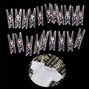 20pcs Mini Clear Plastic Doll Clothespin Photo Paper Peg Clips Laundry Hangers - Picture 1 of 7
