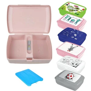 Fiambrera de plástico para niños bloque de enfriamiento 1,3 L niños niñas viaje escolar lindo gráfico - Imagen 1 de 96