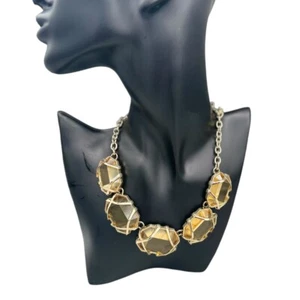 Collar Anne Klein Tono Dorado Topacio Whisky Amarillo Cristal Transparente Piedra - Imagen 1 de 8