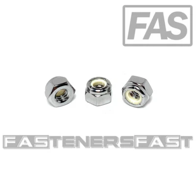 FASTENERCART - FC CHROMELINE (25) 1/4-20 Chrome 18-8 Stainless Steel Nylon Insert Lock Nuts - Chrome Lock Nut