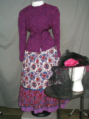 Vestido Victoriano Disfraz Eduardiano Guerra Civil Recreación Conjunto con Sombrero Foto 1 de 4