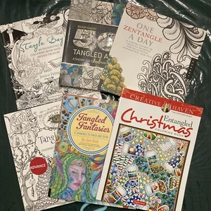 -SIX- NEW Tangled / Zentangle / Entangled Adult Coloring & Design Books  NEW - Picture 1 of 10