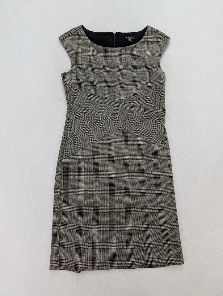 Vestido para mujer Le Chateau talla XL marrón a cuadros elástico tejido funda negocios carrera Foto 1 de 4