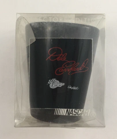 Vtg Dale Earnhardt Sr. Shot Glass Racing Car NASCAR winners circle black ceramic Cover