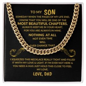 Collar Personalizado Regalo To My Son Cuban Link Letras Doradas Amor Papá - Imagen 1 de 7