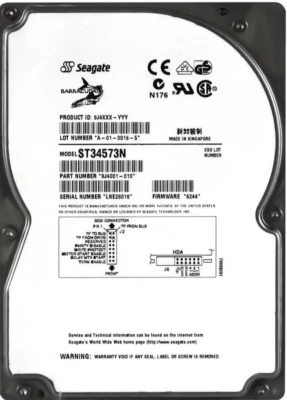 Hard Seagate barracuda 9LP ST34573N 4.55GB 7200U/Min SCSI 50-pin 3.5 " Inch - Image 1 of 3