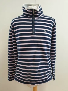 Q341 WOMANS CREW CLOTHING PINK BLUE STRIPE LONG SLEEVE FLEECE PULLOVER UK 12 - Picture 1 of 3