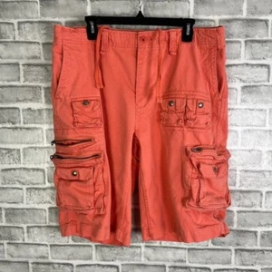 VTG Polo Ralph Lauren Y2K Peach Multi Pocket Cargo Shorts Mens 36 x 12" Inseam - Picture 1 of 11