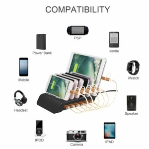 Universal 6 Port USB 10.2A Charger Charging Station Stand For iPhone Android Tab - Picture 1 of 18