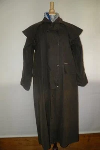 Vintage Herren Driza-Bone braunes Wachs in voller Länge Reitmantel ummantelte Schultern 38 Zoll XS - Bild 1 von 11