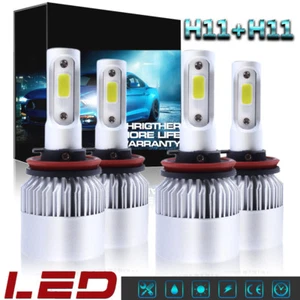 4PCS H11 + H11 LED Headlight Kit For Chrysler Town & Country 08-16 High Low Beam - Picture 1 of 12