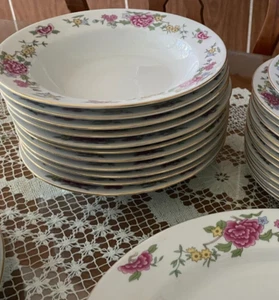 Set Of 4 Vintage Peony Flower  China 4 Piece Soup Bowl - Picture 1 of 3
