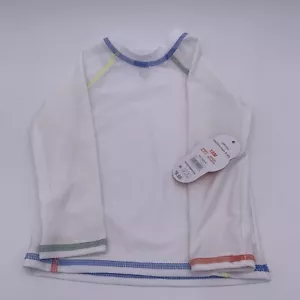 Infant & Toddler Boys White, Multi-Color Stitching Rash Guard Swim Shirt 18 M - Picture 1 of 6
