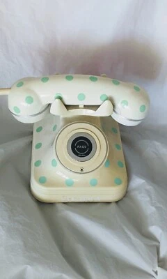 Teléfono telefónico de colección Pottery Barn Grand inalámbrico verde menta a lunares Foto 1 de 4