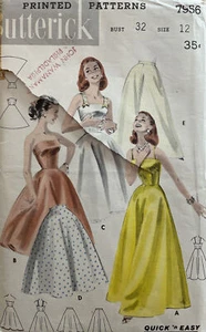 50s Vintage Butterick Pattern #7956 Evening Length Soft Flared Slips 5+ Sz 12 FF - Picture 1 of 4