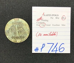 AAFES POGS, 10ª Serie/Impresión, 1 POG, Juego de 25¢, #P746, JUSTO - Imagen 1 de 2