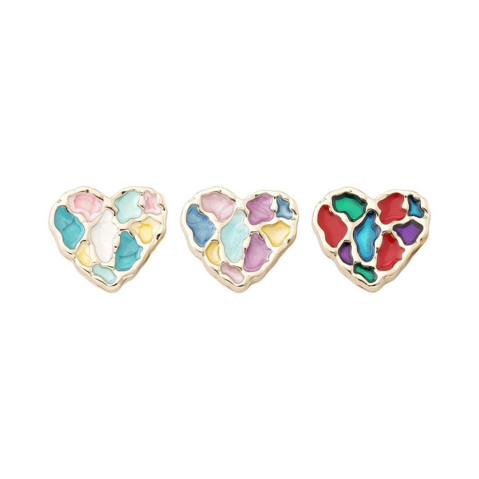 5pcs Heart Metal Decorative buttons Enamel style Sewing Clothing Crafts Diy 20mm - Image 1 of 4