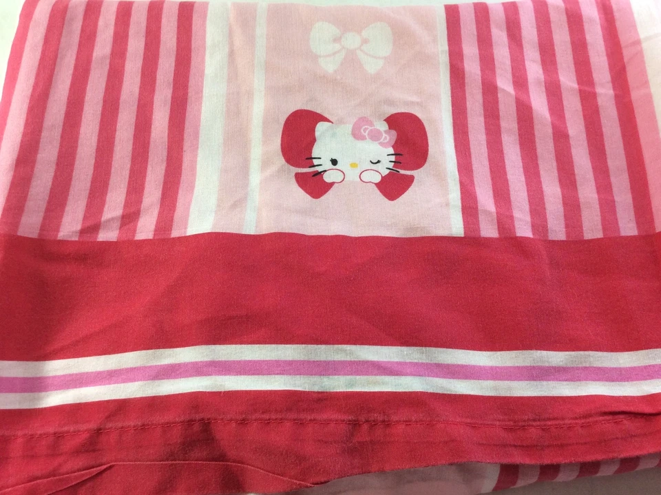 Sábana plana doble Hello Kitty tela artesanal a rayas Foto 1 de 1