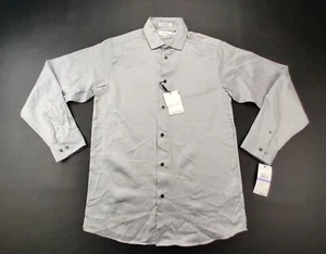Calvin Klein Teens XL (18) Grey Sateen Modern Fit Long Sleeve Dress Shirt New - Picture 1 of 6