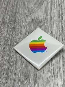 Apple macintosh Square Button - Pin Rainbow Apple 2" in size - Picture 1 of 6