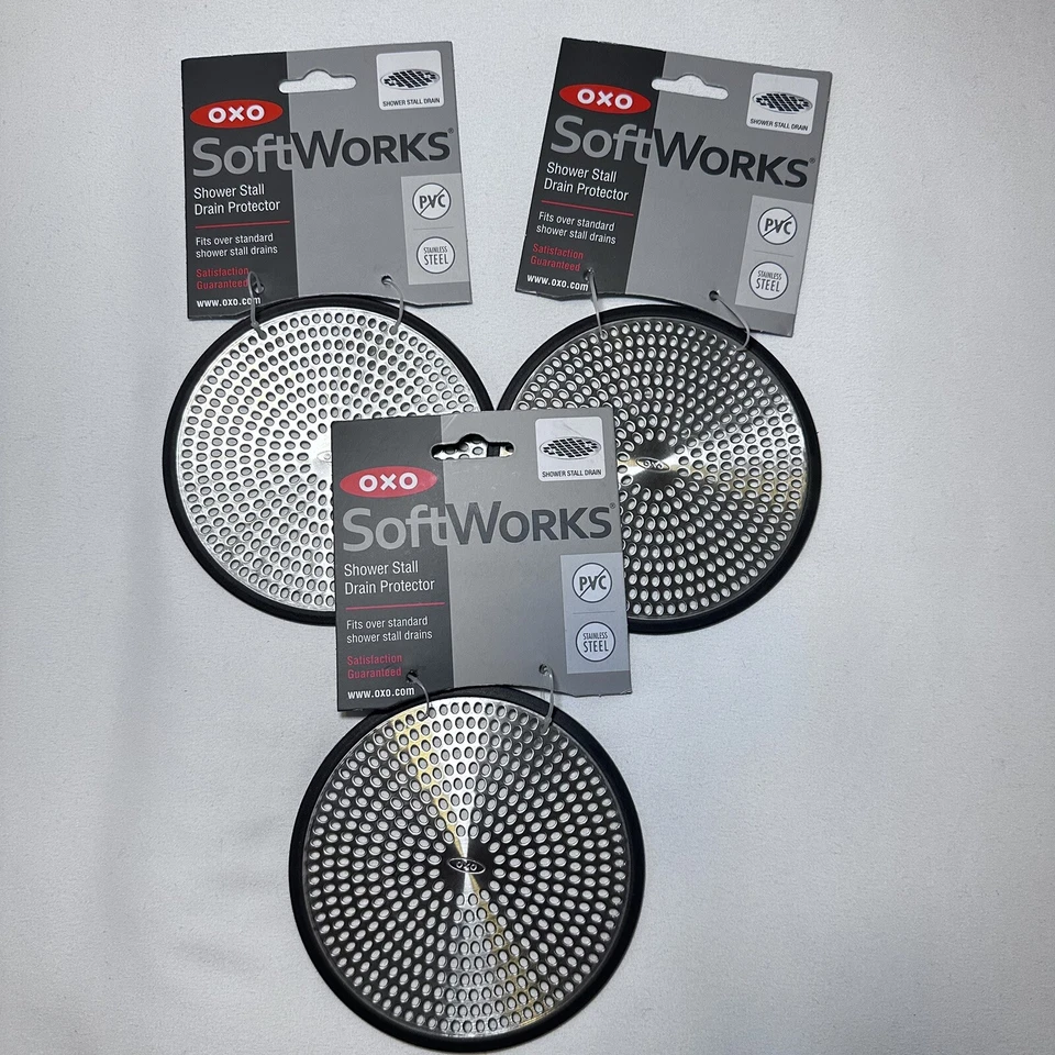 OXO Good Grips Stainless Steel Shower Stall Drain Protector Cover Hair Catcher