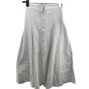 River Island Denim Midi Skirt, Button Front, Size UK 10, White, RRP £40 - Picture 1 of 16