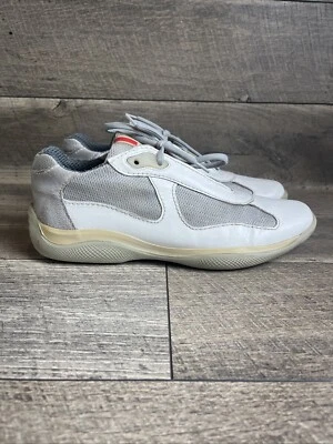 Prada Shoes Women's America's Cup Sneakers White Gray Leather Shoes US Size 8 - Image 1 of 4