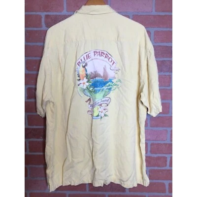 Camisa Hawaiana Dickie Walker Para Hombres Seda Azul Loro Gráfico Cóctel XXL Foto 1 de 4