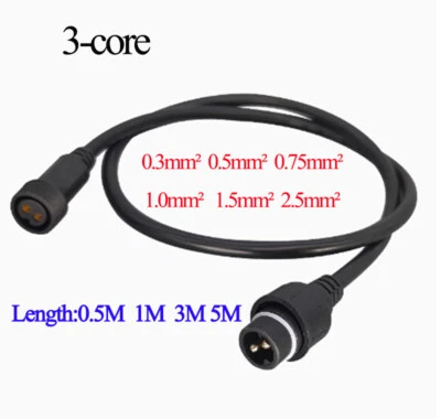 3 Pin Waterproof Extension Cable Connector Male Female Outdoor Led Light IP67  - Image 1 of 4