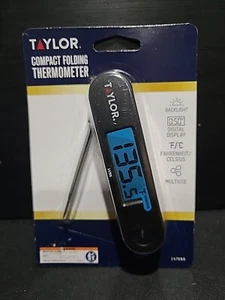 Taylor Compact Folding Thermometer Digital Display Probe Black Brand New 1476N9 - Picture 1 of 5
